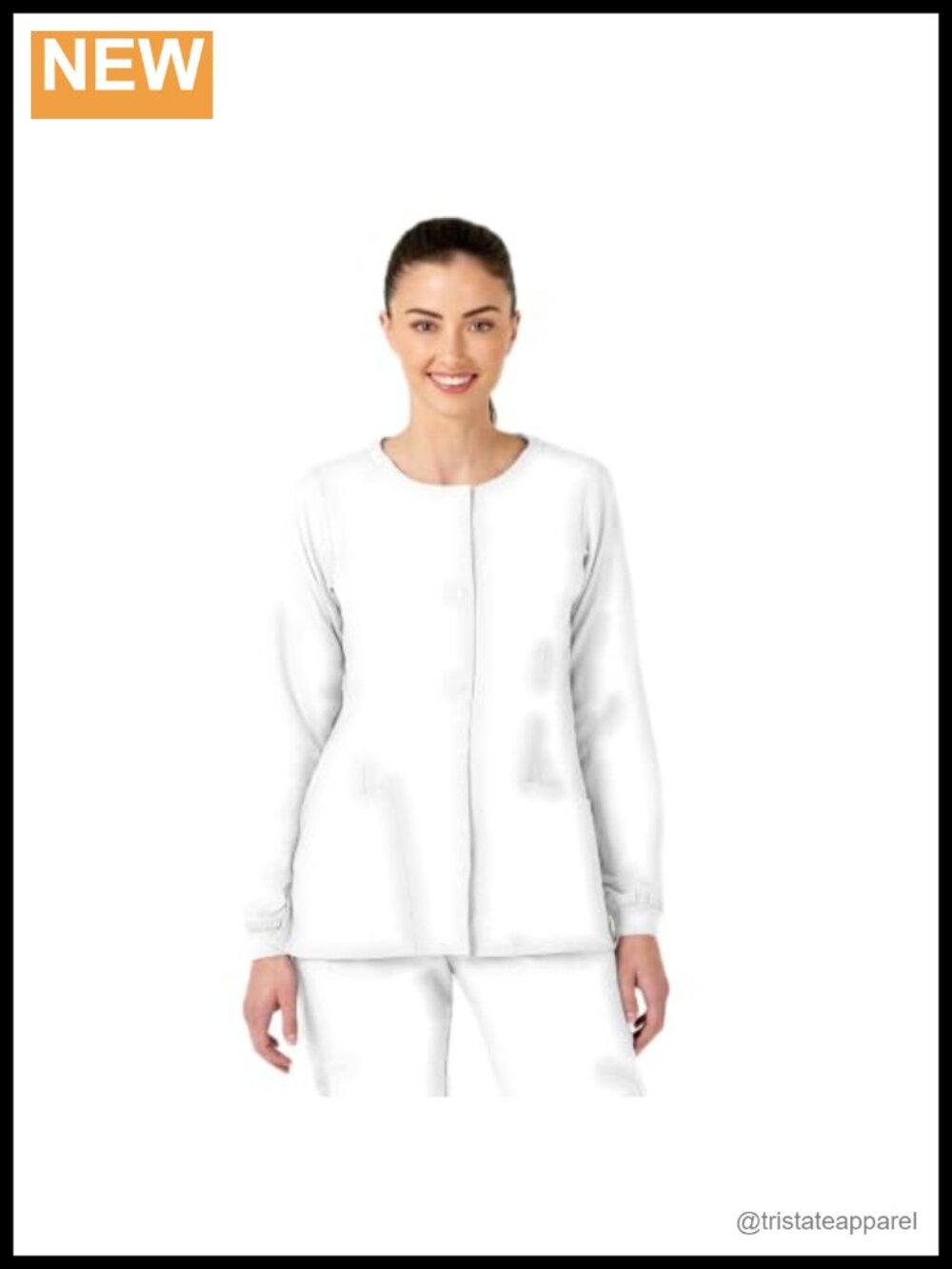 Women's Crew Neck Warm Up Scrub Jacket Medical Uniform 4-Way Stretch